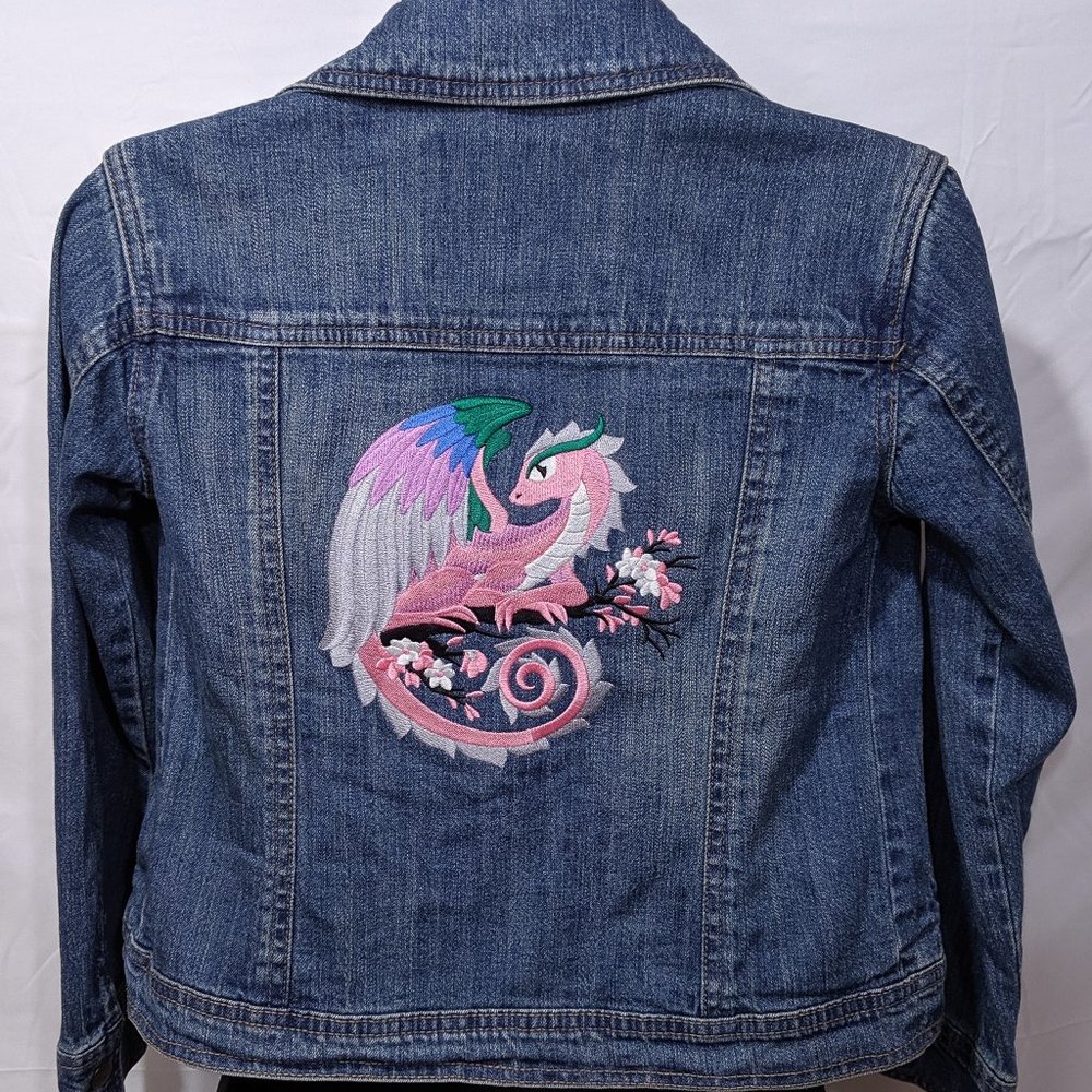 Mossimo Denim Jacket w/Dragon Embroidery
